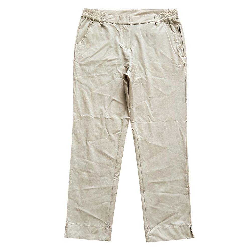 Hiverlay Golf Pants Womens Large Khaki Stretch Elastic Waist Travel Comfort